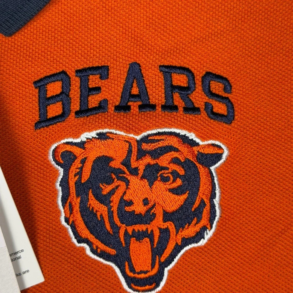 Nike NFL Chicago Bears Mens Polo Shirt Orange Navy Blue Colorblock Small NEW